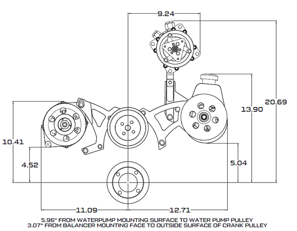 Ford 351C, 351M & 400 V-Belt System - AC, Alternator & Power Steering - Polished