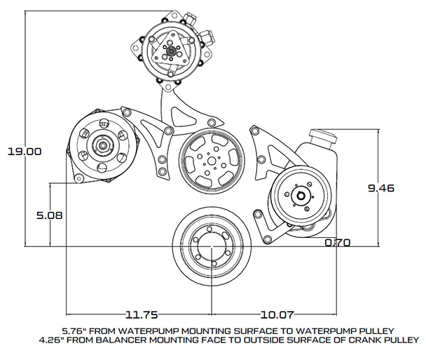 Small Block Chrysler Serpentine Conversion, Air Conditioning and Power Steering - Black