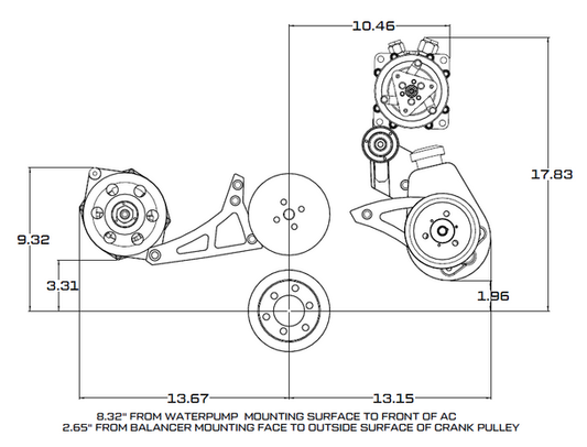 Ford 390 Serpentine System - Power Steering & Alternator - Black