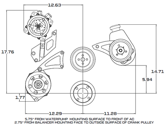 Ford 460 Serpentine System - Power Steering & Alternator - Black
