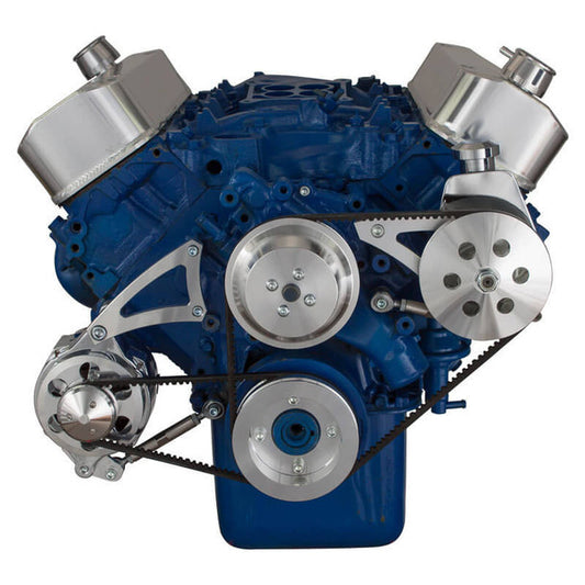 Big Block Ford Pulley System (429 & 460) Power Steering with Low Mount Alternator - Polished