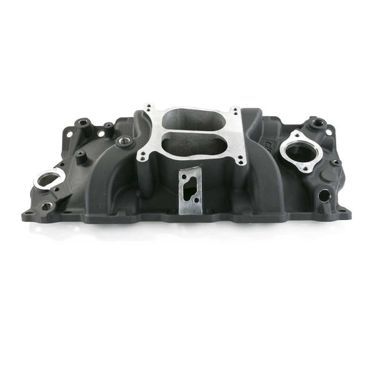 Chevy Small Block Carbureted Dual Plane Aluminum Intake Manifold - Black