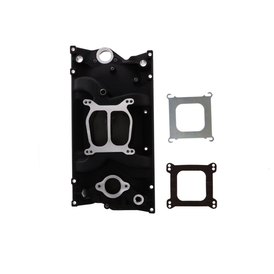 Chevy Small Block Vortec Carbureted Aluminum Dual Plane Intake Manifold - Black