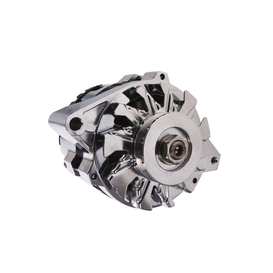 6.61 in. GM CS130 Style 160 Amp Alternator with V-Belt Pulley - Chrome
