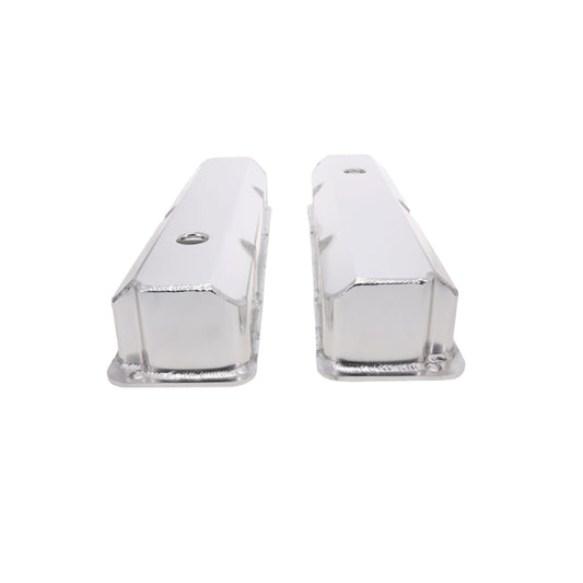 Ford FE Big Block Short Bolt Fabricated Aluminum Valve Covers with Breather Holes - Clear Anodized