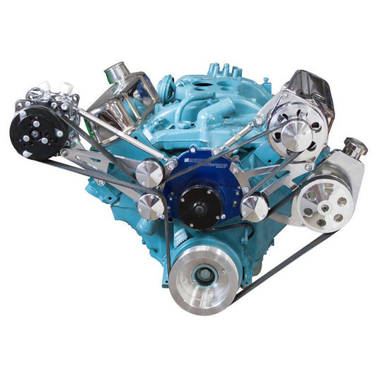 Pontiac Serpentine Conversion - AC, Power Steering & Alternator - Electric Water Pump - Polished