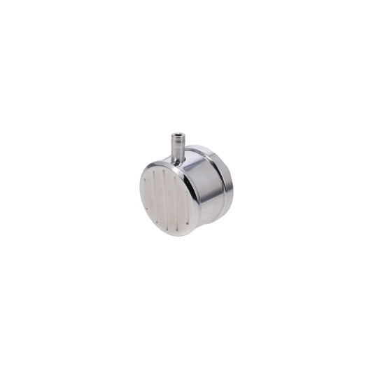 Aluminum Breather Cap, Push-In with Tube Ball-Milled - Polished