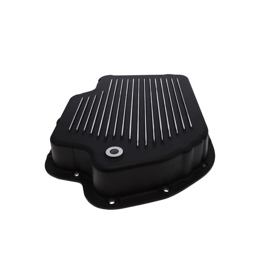 GM TH400 Finned Aluminum Transmission Pan, Stock Depth - Black