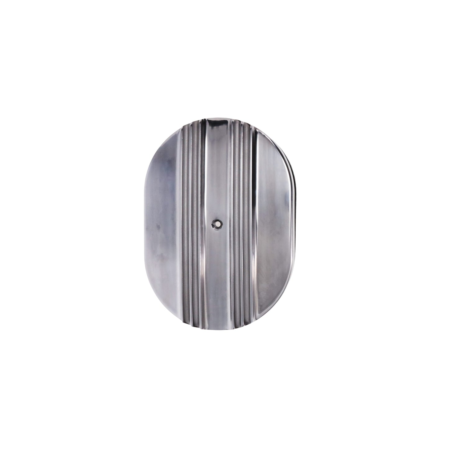 12" X 2" Center Finned Oval Aluminum Air Cleaner Kit, Paper Filter - Polished