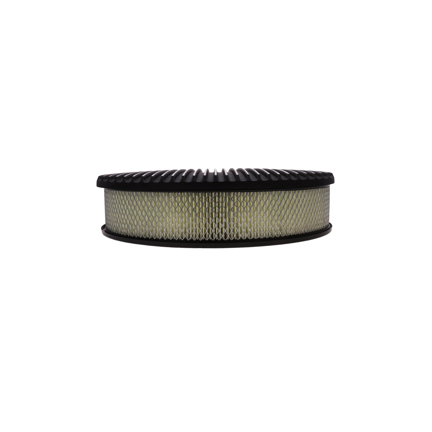 14" X 3" Full Finned Round Aluminum Air Cleaner Kit, Paper Filter, Flat Base - Black