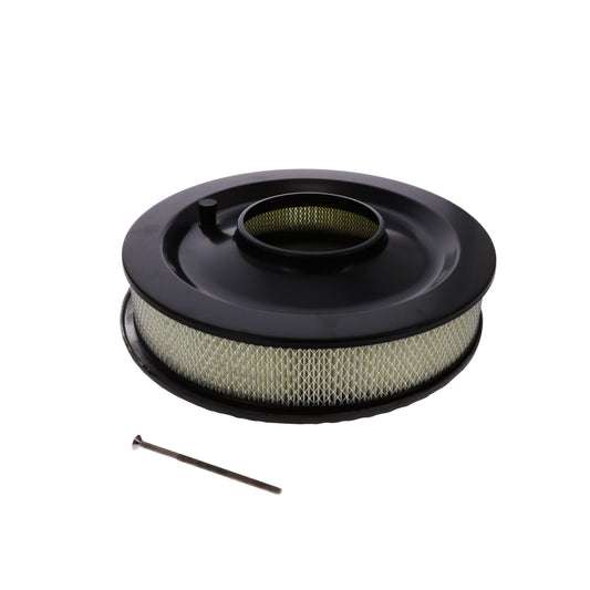 14" X 3" Full Finned Round Aluminum Air Cleaner Kit, Paper Filter, Flat Base - Black