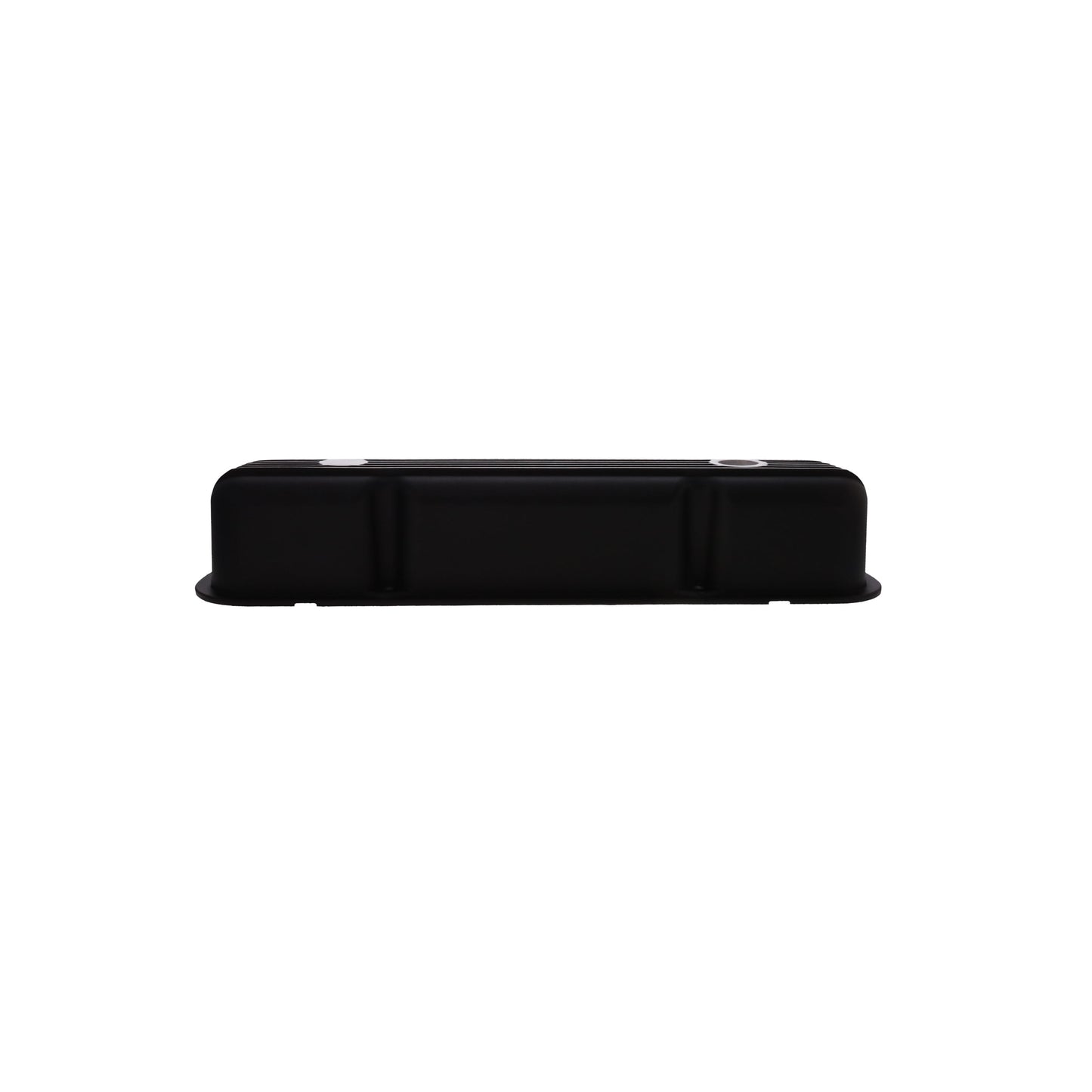1964-1991 Mopar SB V8 Finned Aluminum Valve Covers, 3 3/4" Ex. 3 3/8" In. Ht., 1.25" Hole - Black