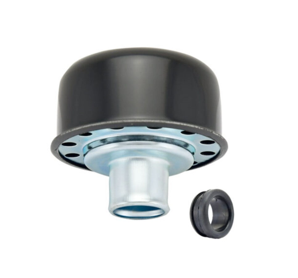 Steel Round Push-In Breather with 1" Neck - Black