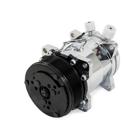 Sanden 508 Style Clutch Serpentine A/C Compressor - Chrome