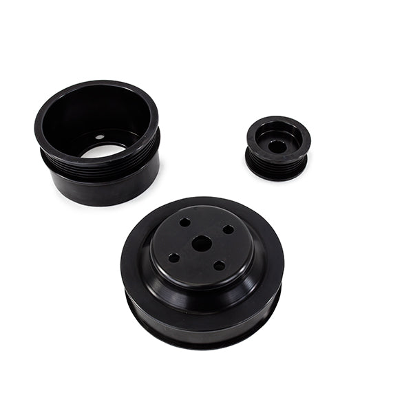 Top Street Performance Ford Small Block Billet Aluminum Underdrive Pulley Set - front view