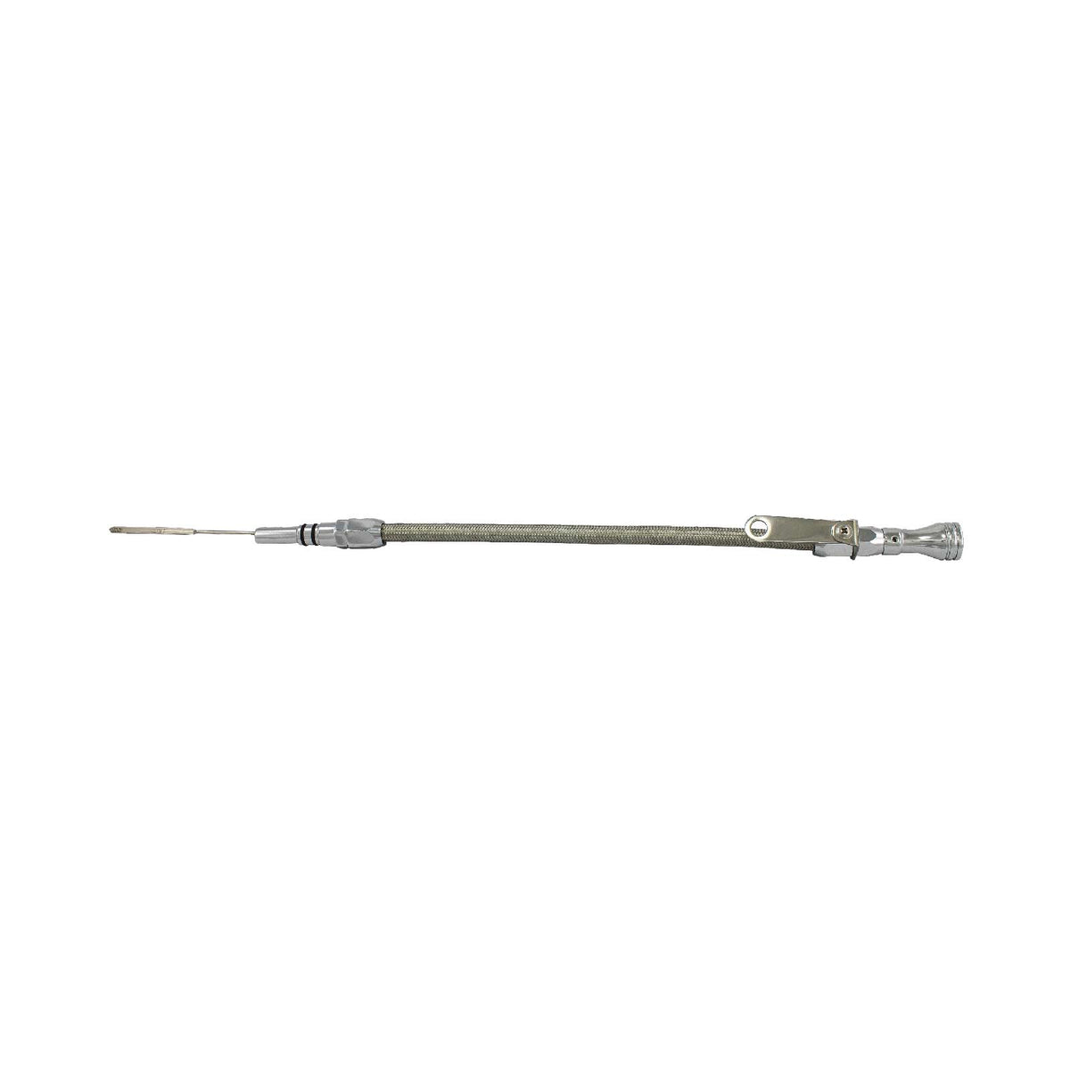 Top Street Performance Chevy Big Block 1965-1995 Braided Stainless Steel Engine Oil Dipstick - Chrome