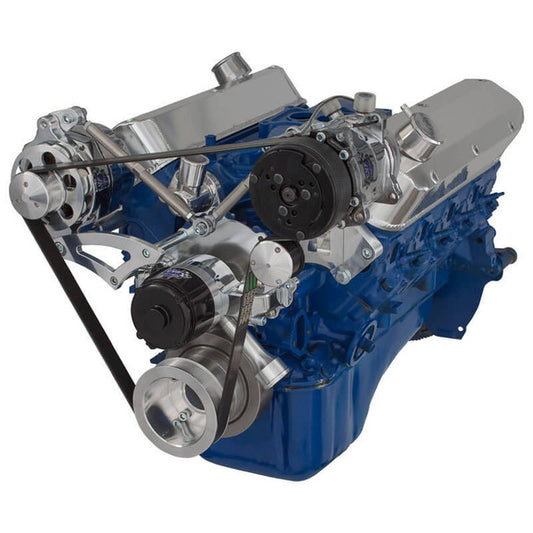 Ford 289-302-351W Serpentine Conversion Kit - Alternator & A/C - Electric Water Pump - Polished