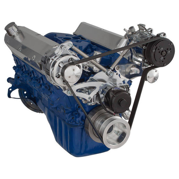 Ford 289-302-351W Serpentine Conversion Kit - Alternator & A/C - Electric Water Pump - Polished