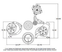 Chevy Small Block Serpentine Conversion - AC Alternator & Power Steering Long Water Pump - Polished