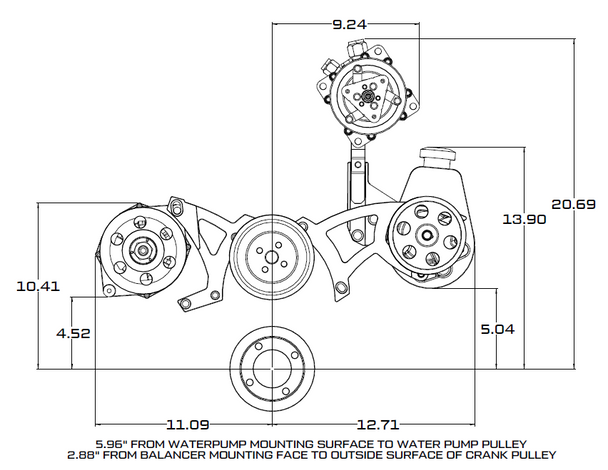 Ford 351C, 351M & 400 Serpentine System - Power Steering & Alternator - Black