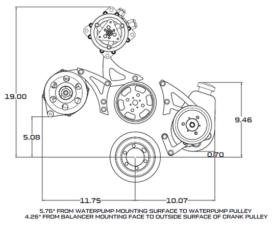 Small Block Chrysler Serpentine Conversion, Power Steering - Black