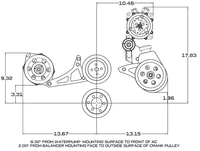 Ford 390 V-Belt System - AC, Alternator & Power Steering - Saginaw Pump - Black