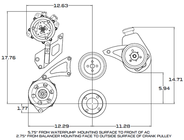 Ford 460 Serpentine System - Power Steering & Alternator - Polished