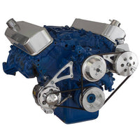 Big Block Ford Pulley System (429 & 460) Power Steering with Low Mount Alternator - Polished