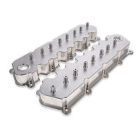 Top Street Performance V Series Ford 7.3L Godzilla Billet Aluminum Valve Covers with Coil Covers - Natural - front view