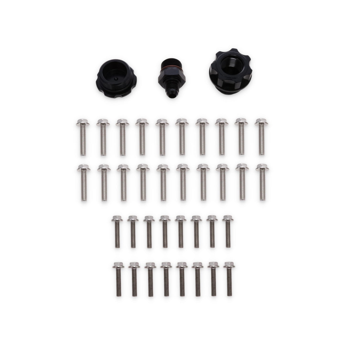Top Street Performance V Series Ford 7.3L Godzilla Billet Aluminum Valve Covers with Coil Covers - Natural - installed on