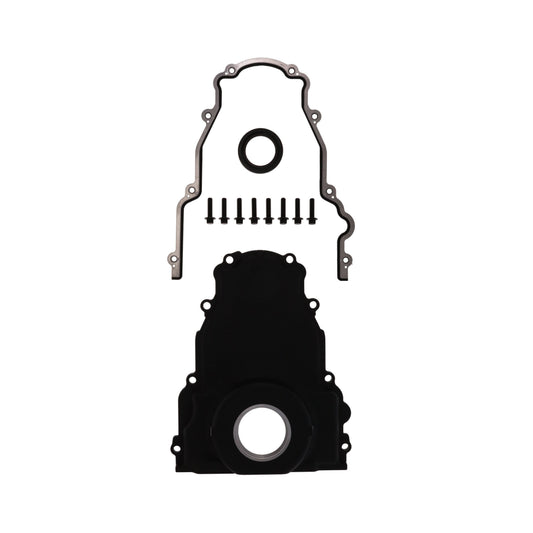 GM LS1/LS6 1-Piece Aluminum Timing Cover with Crank Seal and Gasket - Black