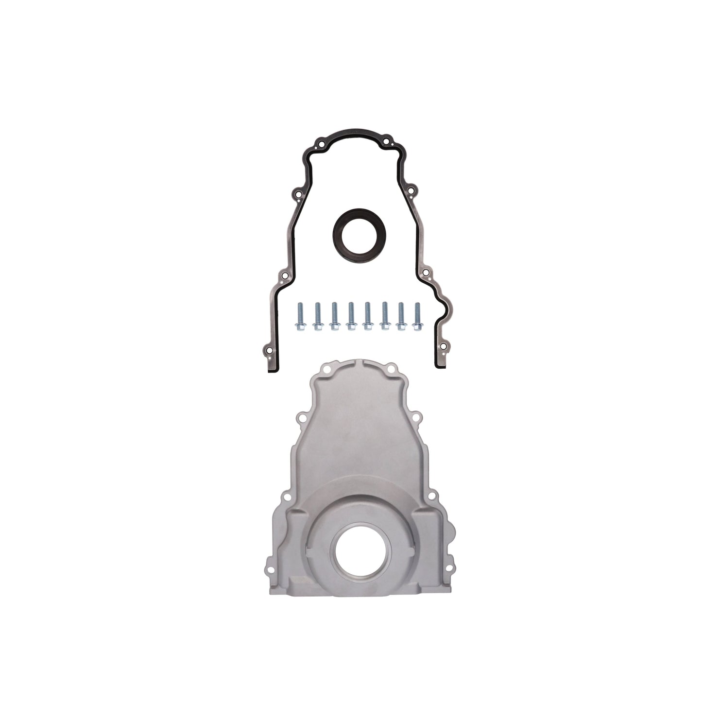 GM LS1/LS6 Satin Aluminum One-piece Timing Cover w/ Gasket & Crank Seal & Hardware