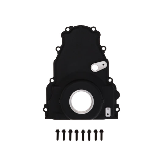 GM LS2/LS3 Black Aluminum One-piece Timing Cover w/ Hardware & Cam Sensor Provision