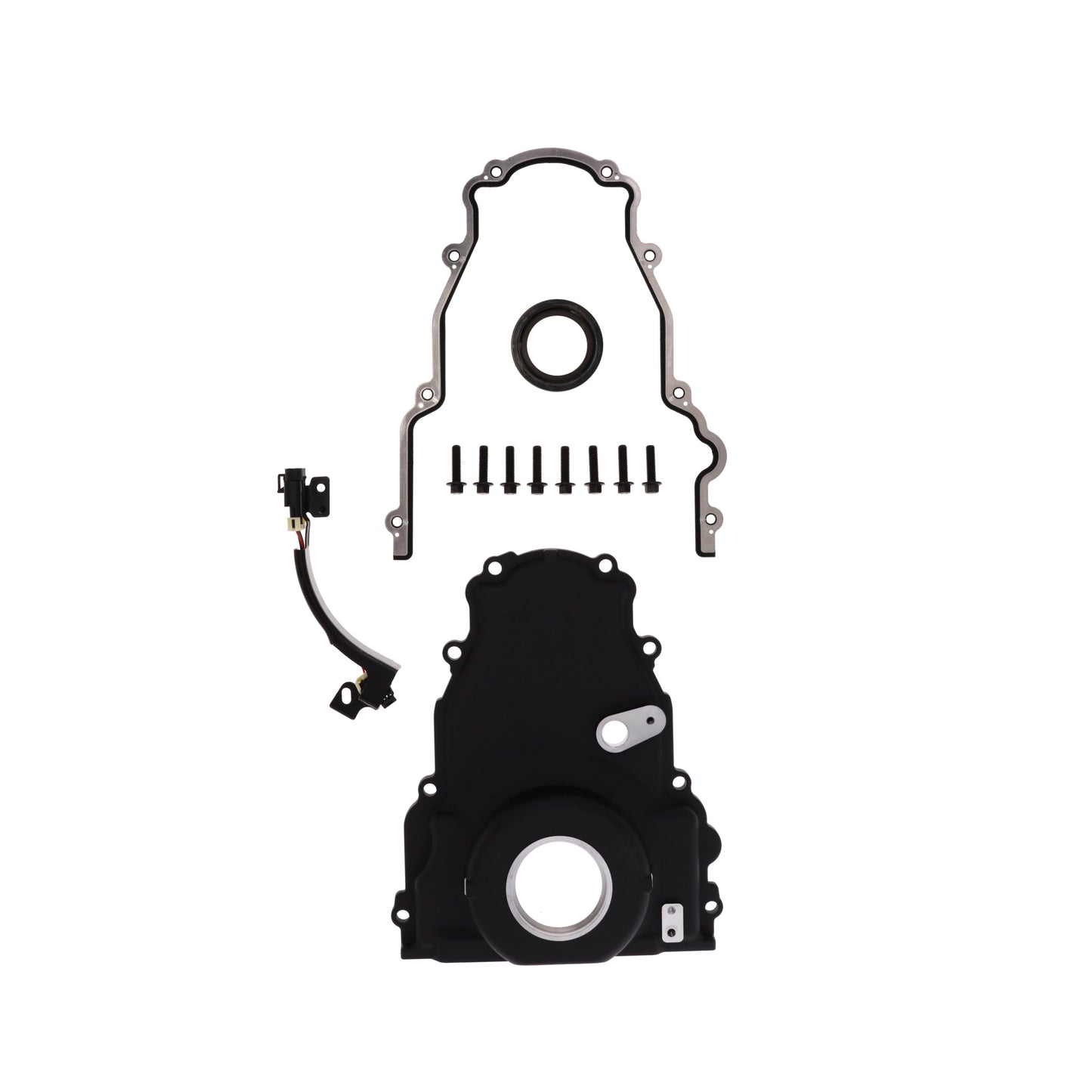 GM LS2/LS3 Black Aluminum One-piece Timing Cover w/ Gasket & Crank Seal & Hardware