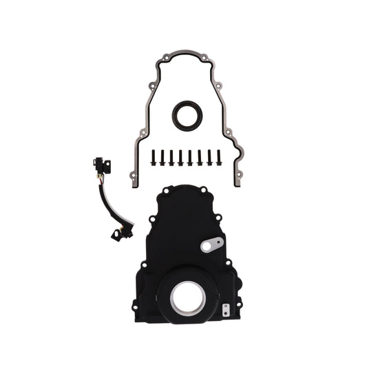 GM LS2/LS3 Black Aluminum One-piece Timing Cover w/ Gasket & Crank Seal & Hardware