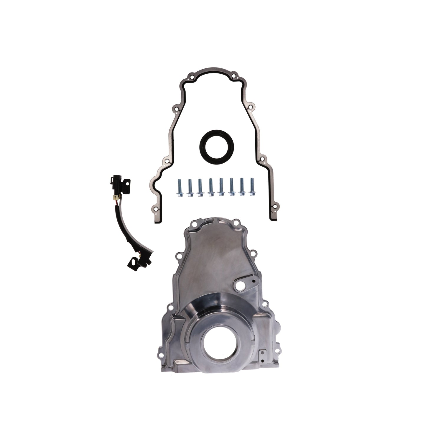 GM LS2/LS3 Polished Aluminum One-piece Timing Cover w/ Gasket & Crank Seal & Hardware