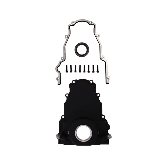 GM LS1/LS6 Black Aluminum One-piece Timing Cover w/ Gasket & Crank Seal & Hardware