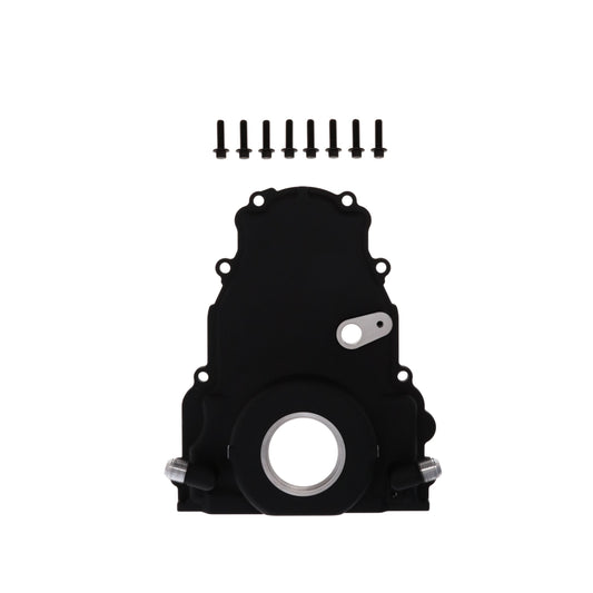 GM LS2/LS3 Black Aluminum One-piece Timing Cover w/ Hardware & Cam Sensor Provision
