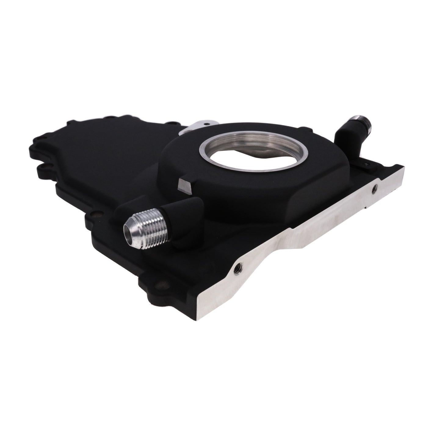 GM LS2/LS3 Black Aluminum One-piece Timing Cover w/ Hardware & Cam Sensor Provision