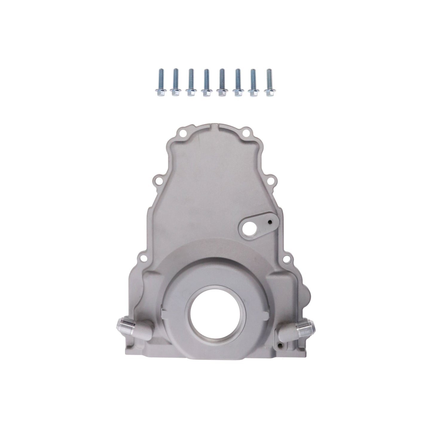 GM LS2/LS3 Satin Aluminum One-piece Timing Cover w/ Hardware & Cam Sensor Provision