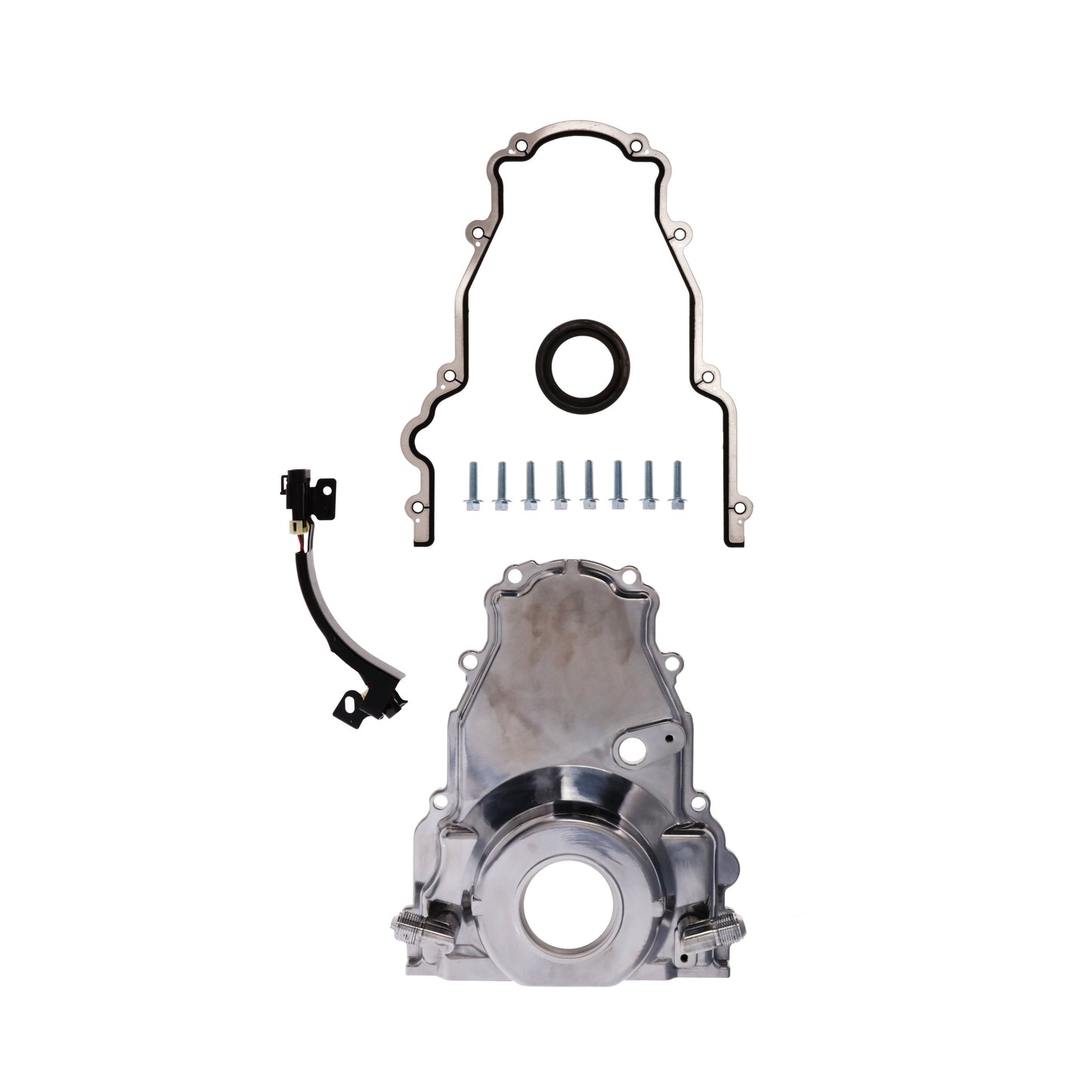 GM LS2/LS3 Polished Aluminum One-piece Timing Cover w/ Gasket & Crank Seal & Hardware