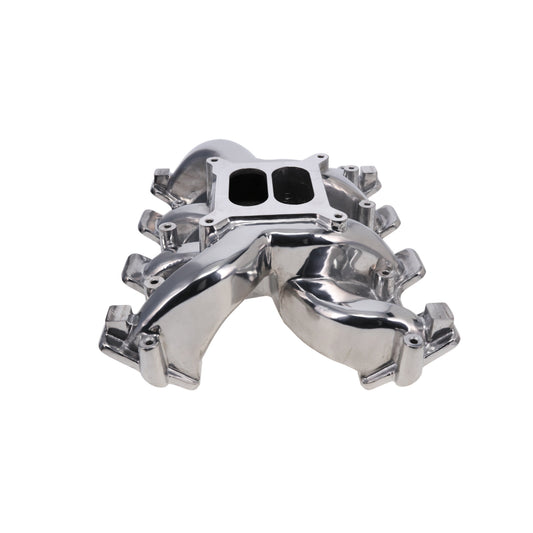 GM LS Cathedral Port Carbureted Dual Plane Aluminum Intake Manifold - Polished
