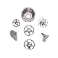 GM LS No A/C Serpentine Front Drive System Brackets, Pulleys, and Belt Tensioner - Polished