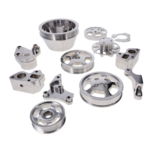 GM LT Serpentine Front Drive System Brackets, Pulleys, and Belt Tensioner - Polished