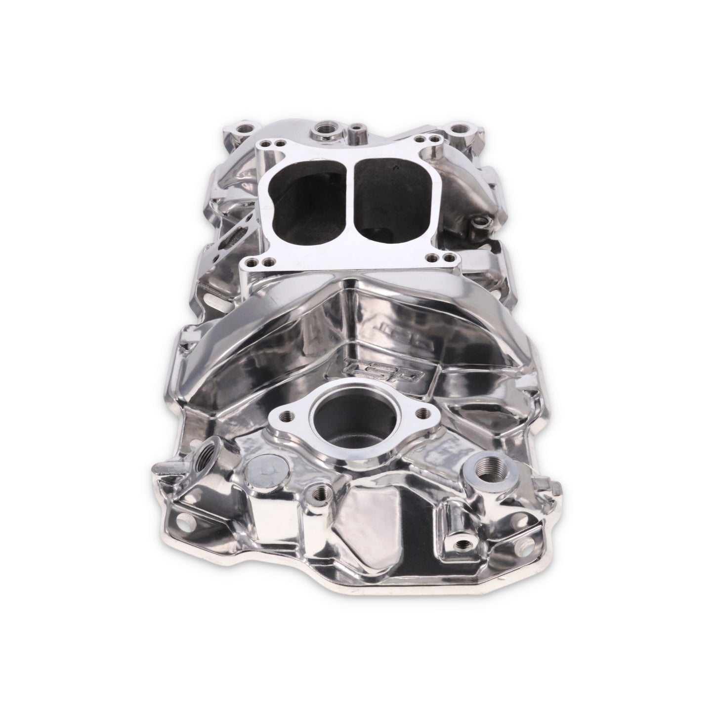 Chevy Small Block Carbureted Dual Plane Aluminum Intake Manifold - Polished