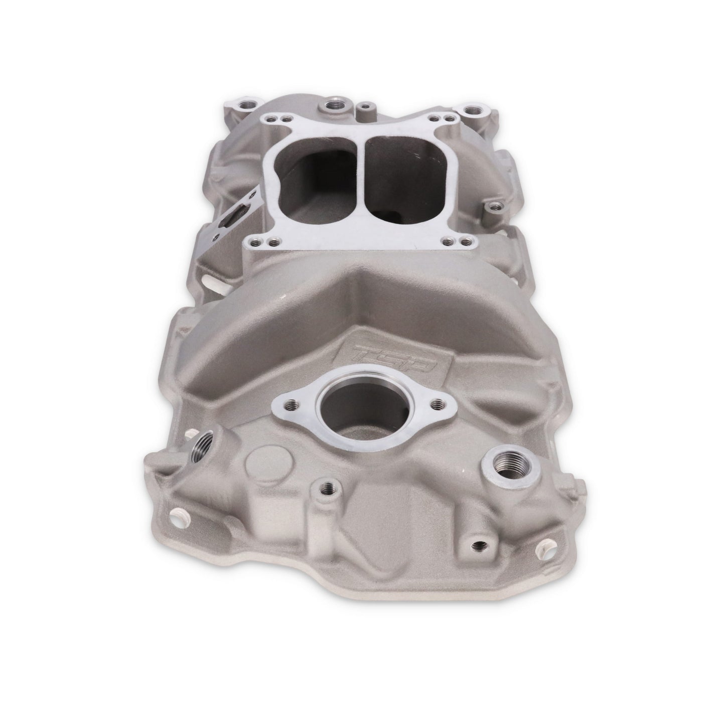 Chevy Small Block Carbureted Dual Plane Aluminum Intake Manifold - Satin