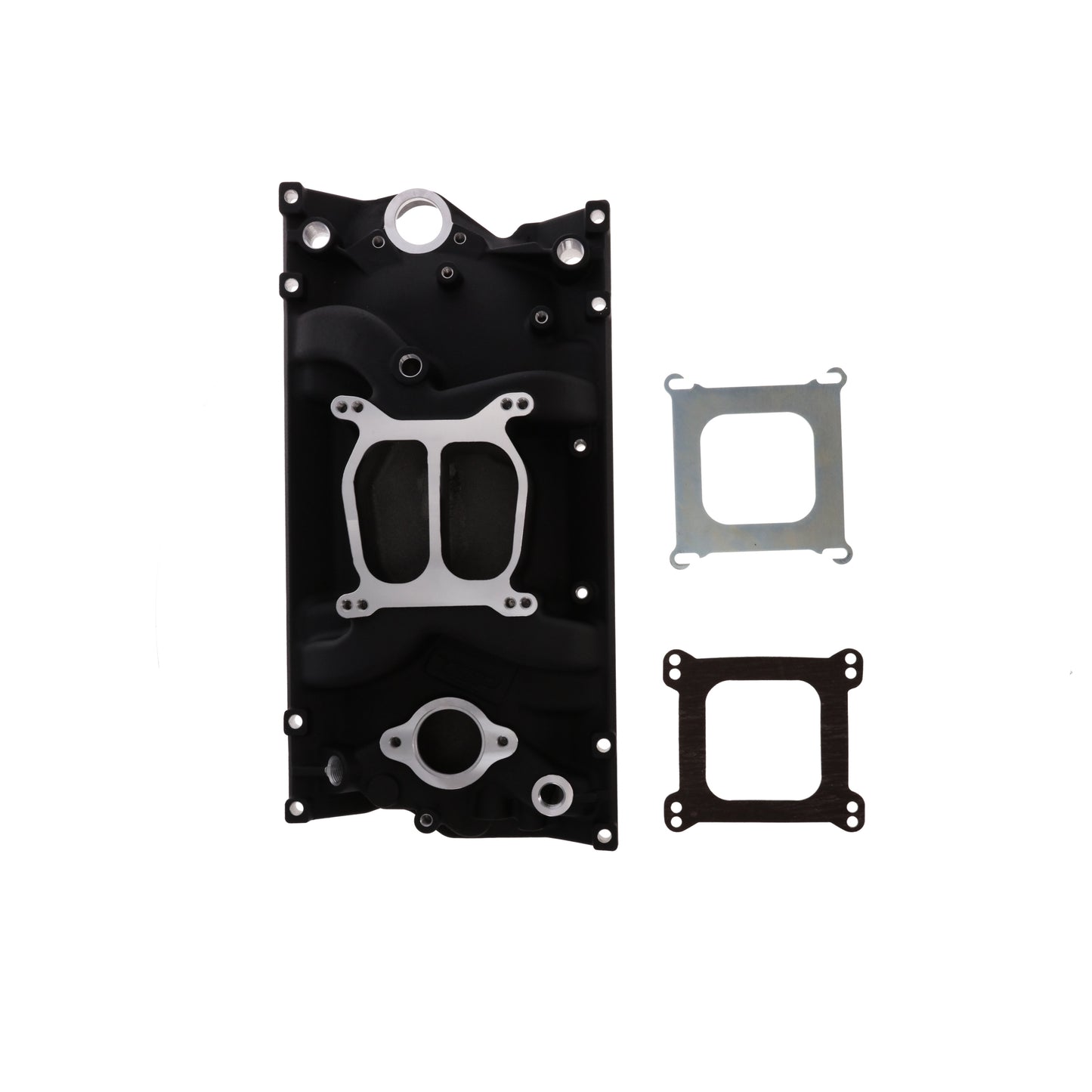 Chevy Small Block Vortec Carbureted Aluminum Dual Plane Intake Manifold - Black
