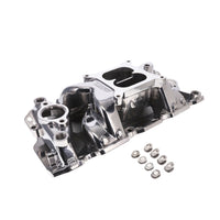 Chevy Small Block Carbureted Dual Plane Air Gap Aluminum Intake Manifold - Polished