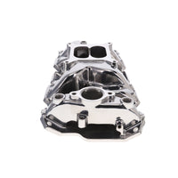 Chevy Small Block Carbureted Dual Plane Air Gap Aluminum Intake Manifold - Polished