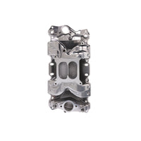 Chevy Small Block Carbureted Dual Plane Air Gap Aluminum Intake Manifold - Polished